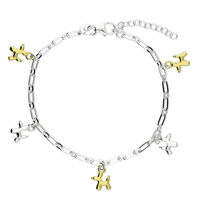 Silver and Goldplated Dog Link Bracelet complete with presentation box