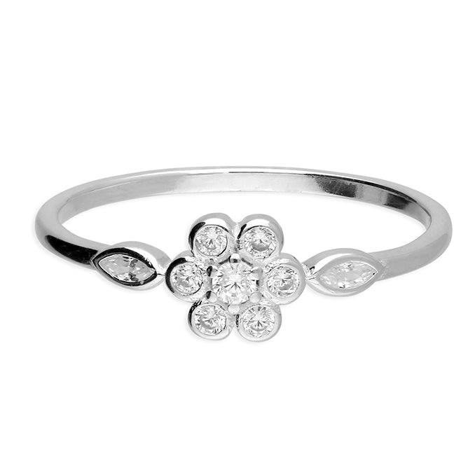 Silver Cubic Zirconia Cluster Ring complete with presentation box