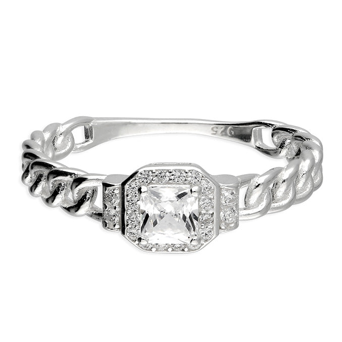 Silver Cubic Zirconia Cluster Ring complete with presentation box