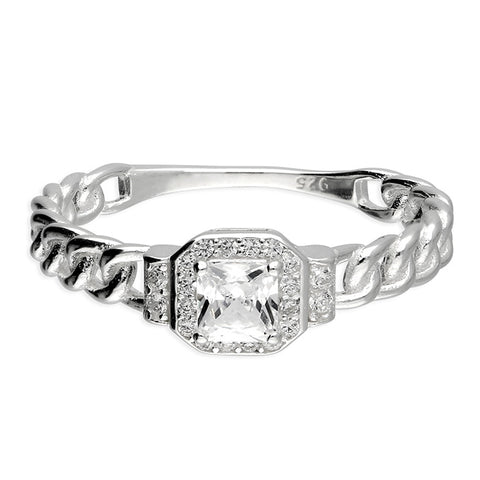 Silver Cubic Zirconia Cluster Ring complete with presentation box