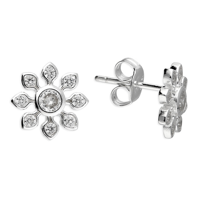 Silver Cubic Zirconia stud earrings complete with presentation box
