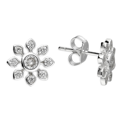 Silver Cubic Zirconia stud earrings complete with presentation box