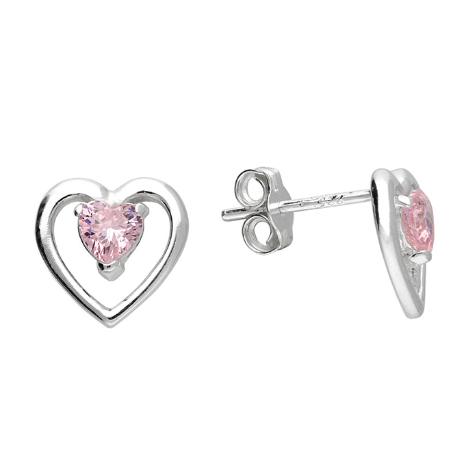 Silver Cubic Zirconia stud earrings complete with presentation box