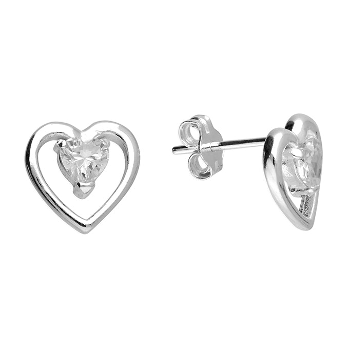 Silver Cubic Zirconia stud earrings complete with presentation box