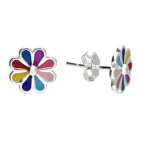 Silver Enamel stud earrings complete with presentation box