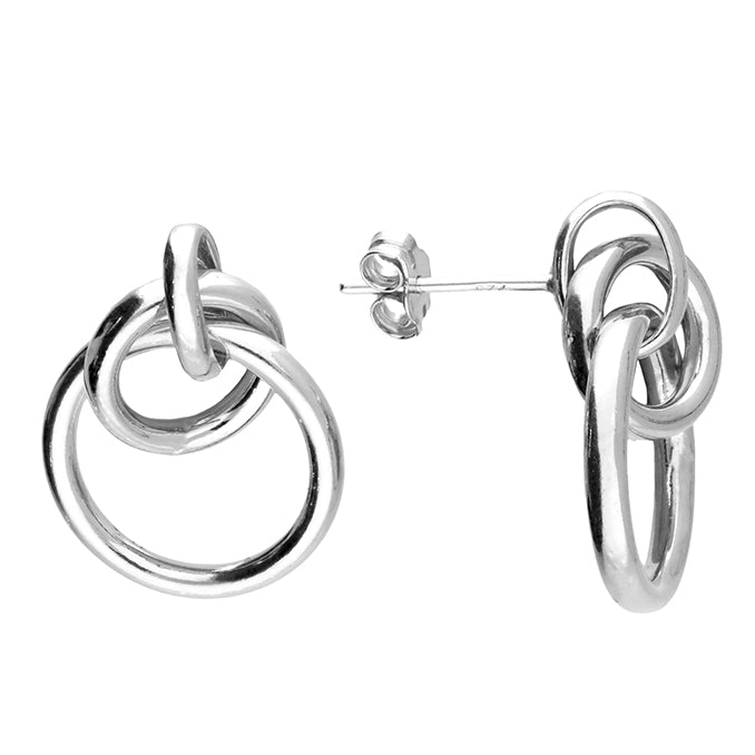 Silver plain drop earrings complete with presentation box