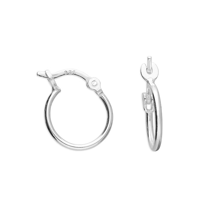 Silver hinged wire hoop earrings complete with presentation box