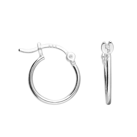 Silver hinged wire hoop earrings complete with presentation box