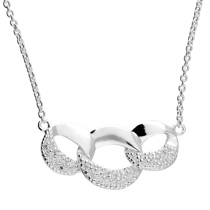 Silver Cubic Zirconia pendant and chain complete with presentation box