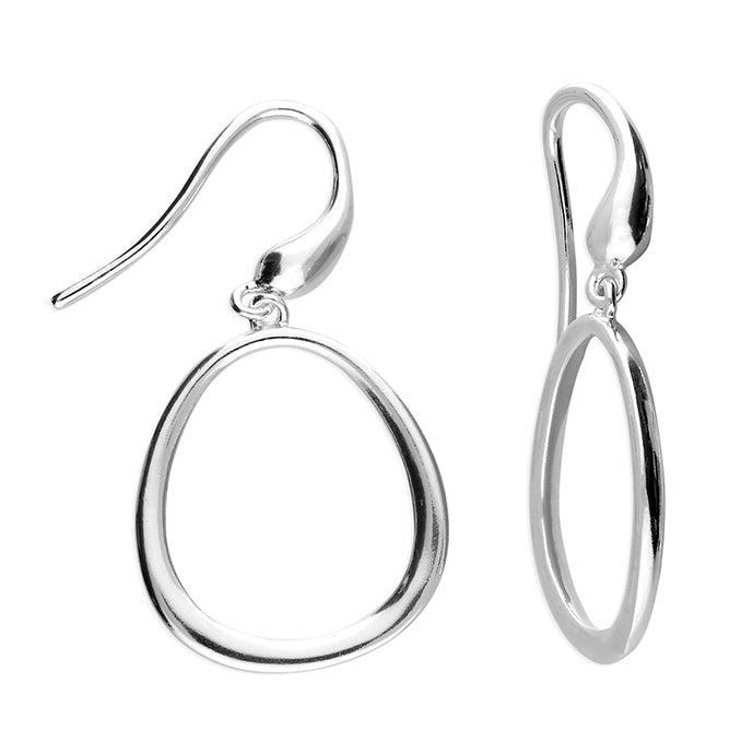 Silver plain drop earrings complete with presentation box