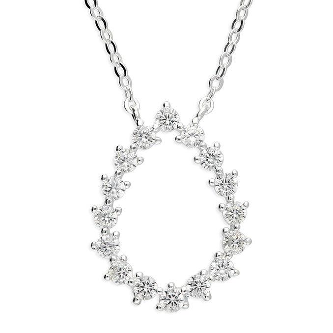 Silver Cubic Zirconia pendant and chain complete with presentation box