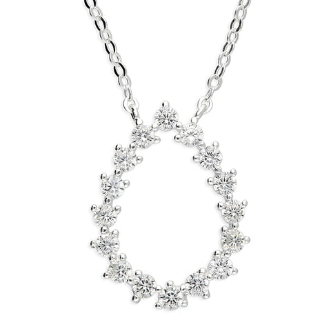 Silver Cubic Zirconia pendant and chain complete with presentation box