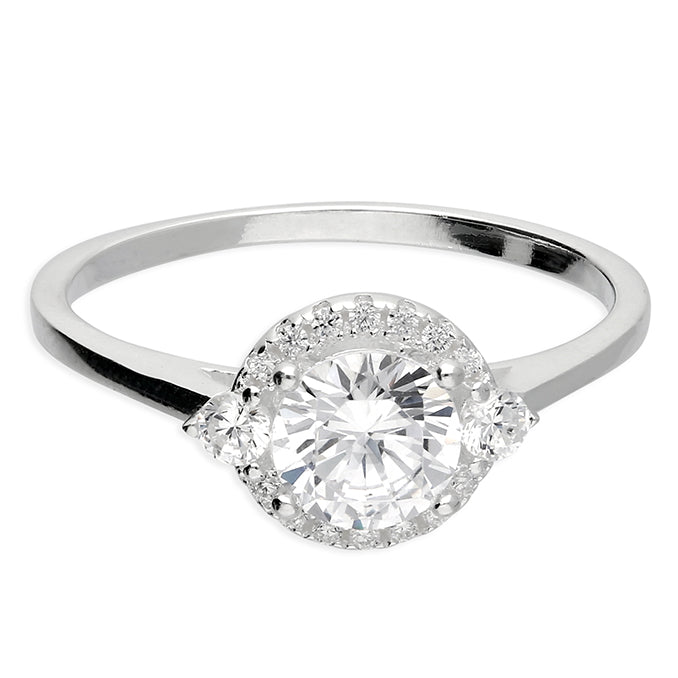 Silver Cubic Zirconia Cluster Ring complete with presentation box