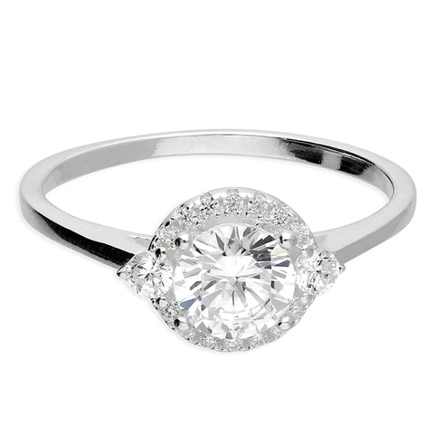 Silver Cubic Zirconia Cluster Ring complete with presentation box