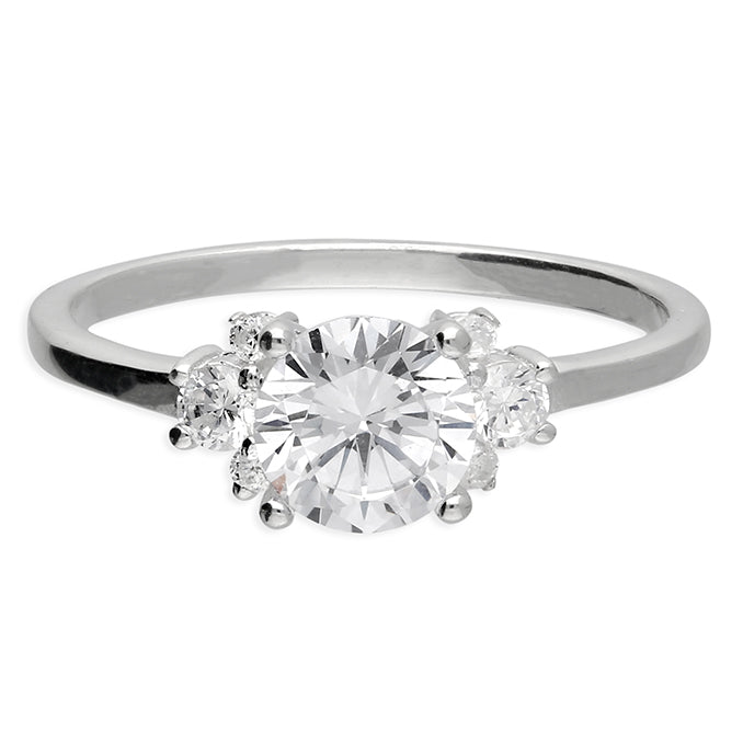 Silver Cubic Zirconia Solitaire Ring complete with presentation box