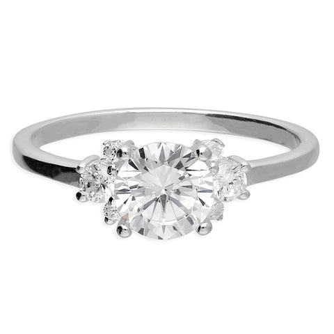 Silver Cubic Zirconia Solitaire Ring complete with presentation box