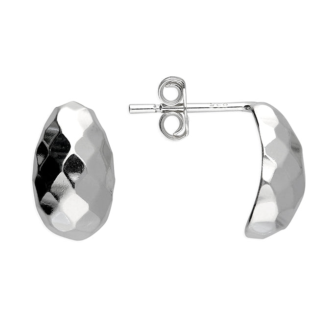 Silver plain stud earrings complete with presentation box