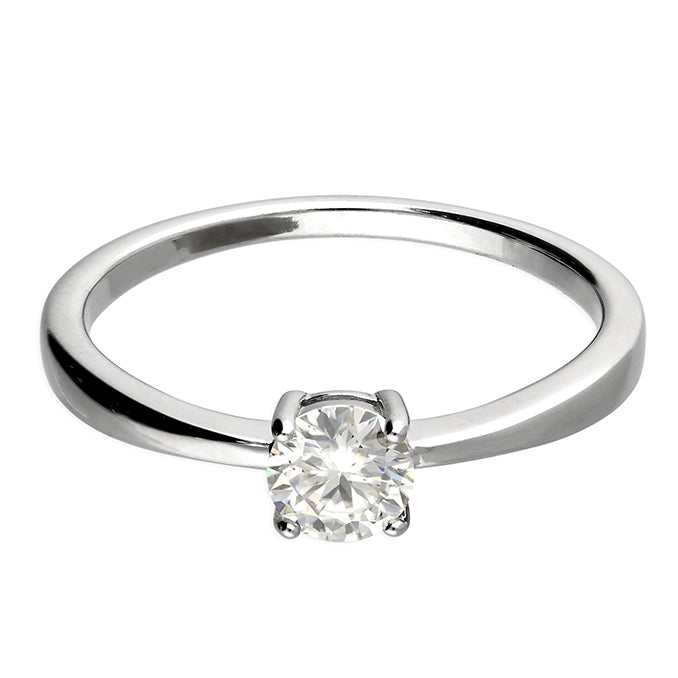 Silver Cubic Zirconia Solitaire Ring complete with presentation box