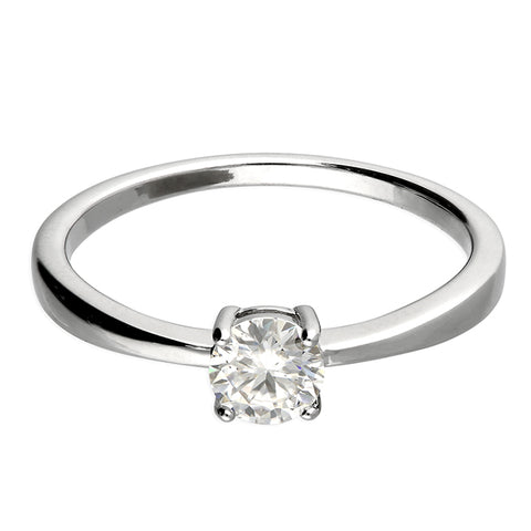 Silver Cubic Zirconia Solitaire Ring complete with presentation box