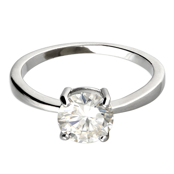 Silver Cubic Zirconia Solitaire Ring complete with presentation box