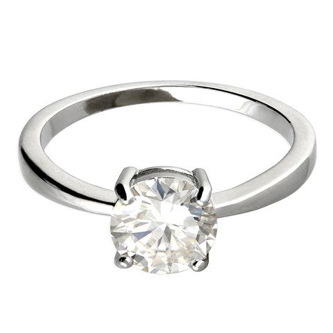 Silver Cubic Zirconia Solitaire Ring complete with presentation box