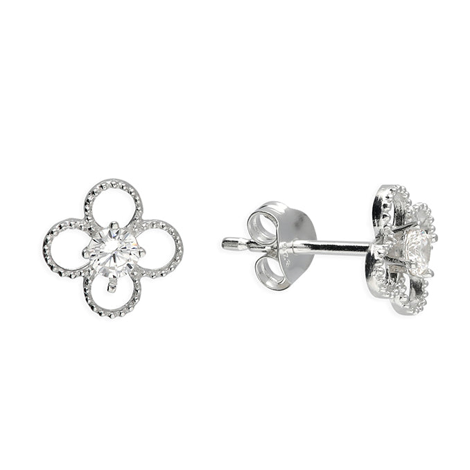 Silver Cubic Zirconia stud earrings complete with presentation box