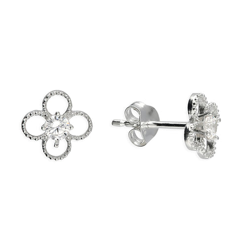 Silver Cubic Zirconia stud earrings complete with presentation box