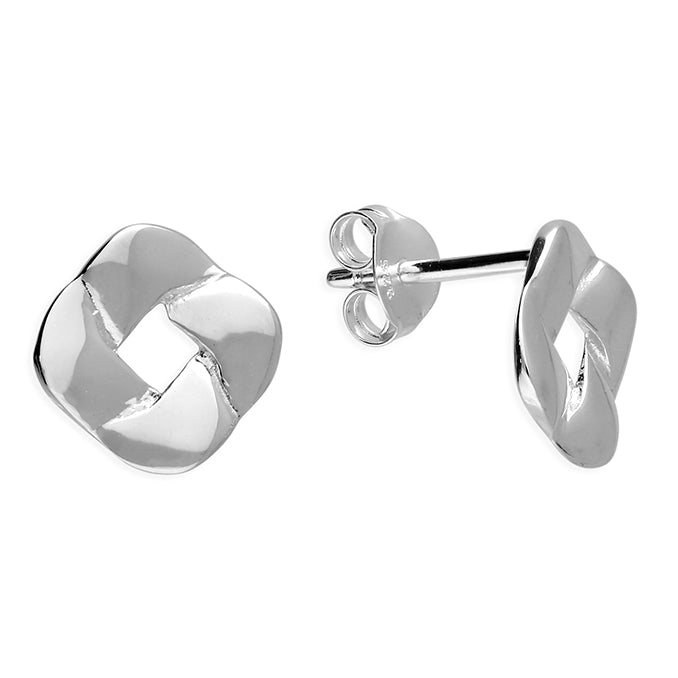 Silver plain stud earrings complete with presentation box