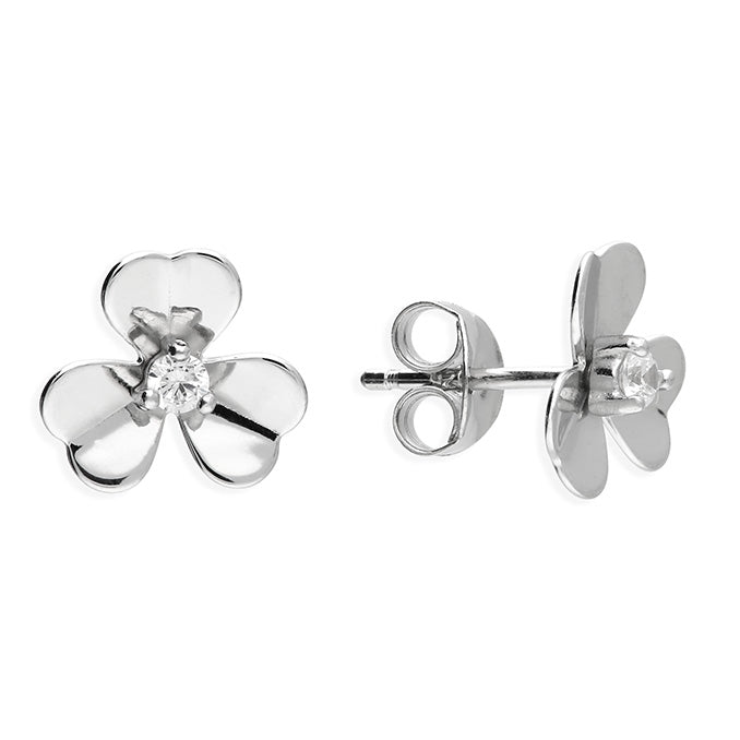 Silver Cubic Zirconia stud earrings complete with presentation box