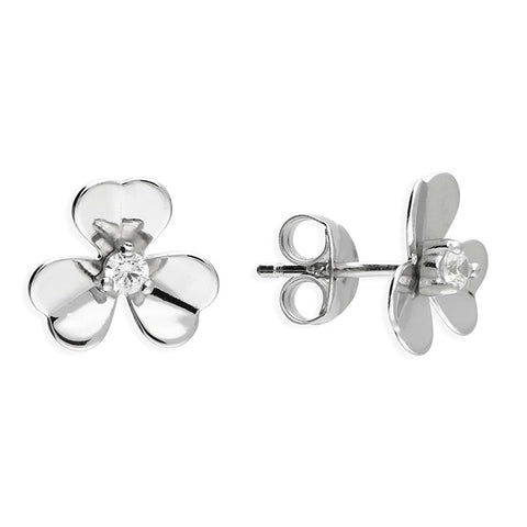 Silver Cubic Zirconia stud earrings complete with presentation box