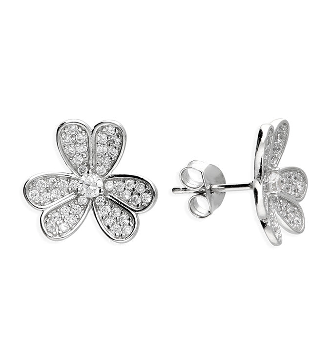 Silver Cubic Zirconia stud earrings complete with presentation box
