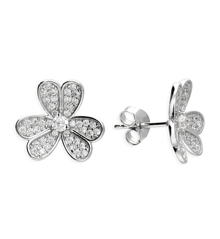 Silver Cubic Zirconia stud earrings complete with presentation box