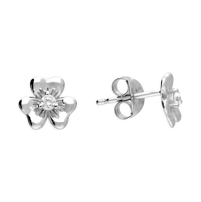 Silver Cubic Zirconia stud earrings complete with presentation box