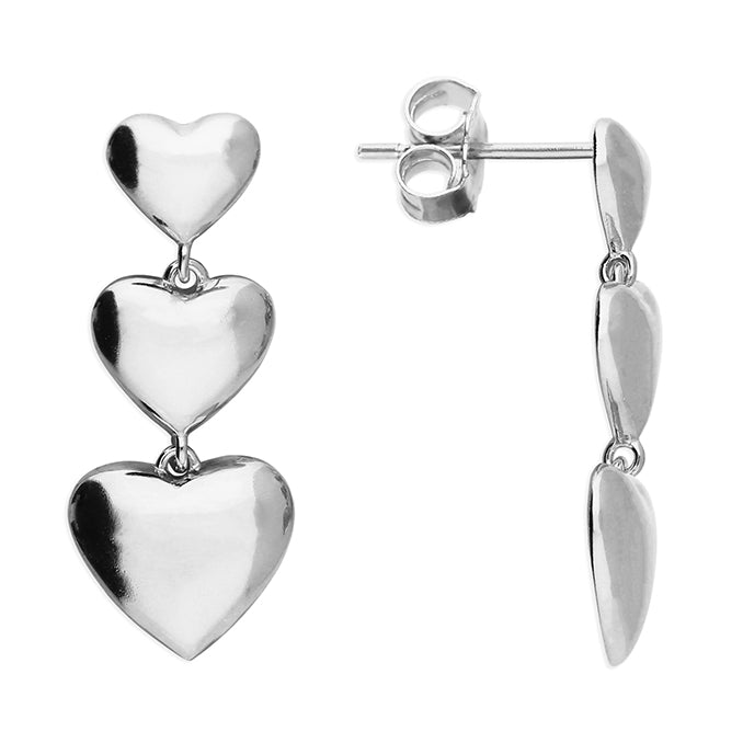 Silver plain drop earrings complete with presentation box