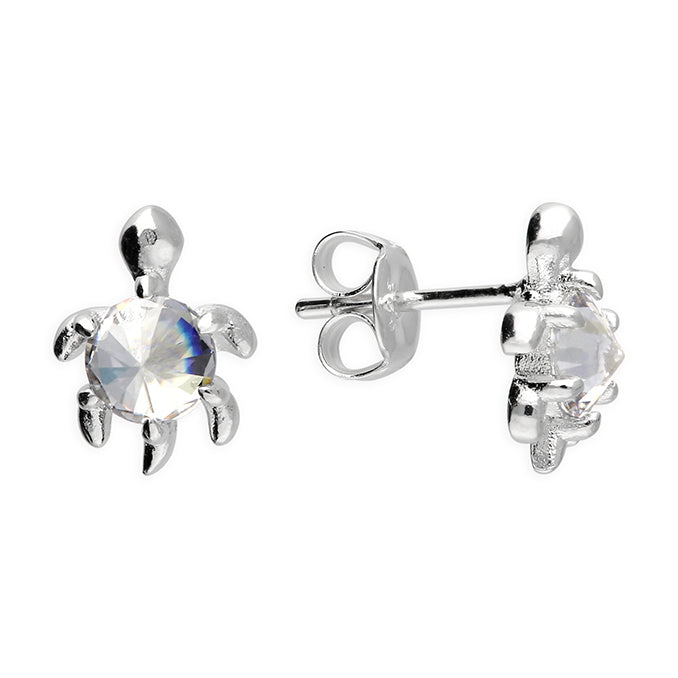 Silver Cubic Zirconia stud earrings complete with presentation box