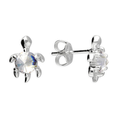 Silver Cubic Zirconia stud earrings complete with presentation box