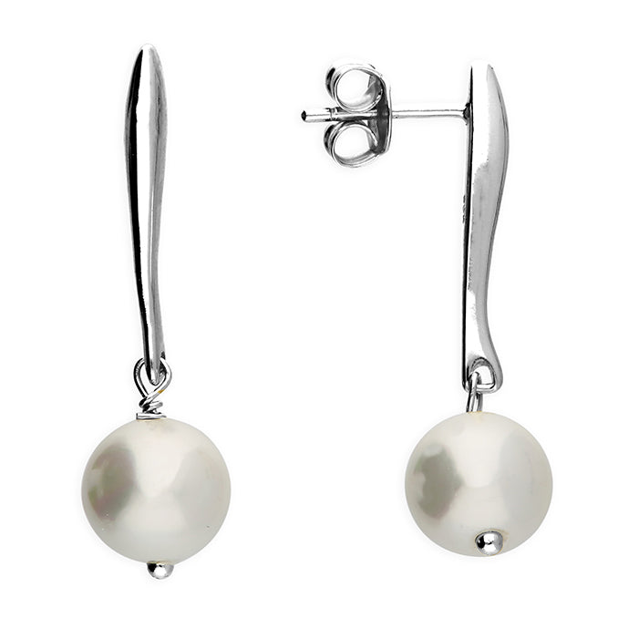 Silver Simulated Pearl drop earrings complete with presentation box