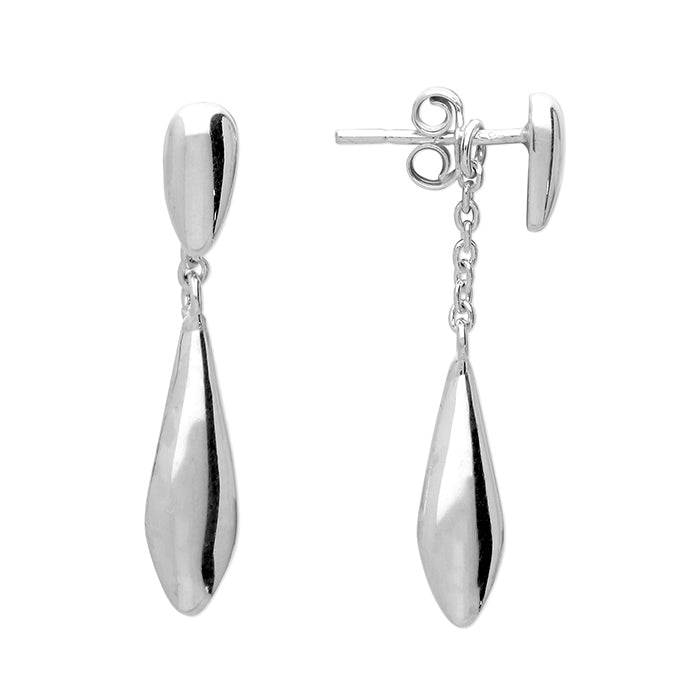 Silver plain drop earrings complete with presentation box