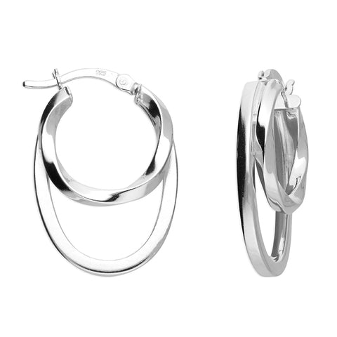 Silver Creole hoop earrings complete with presentation box
