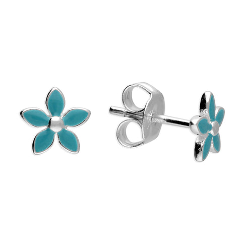 Silver Enamel stud earrings complete with presentation box