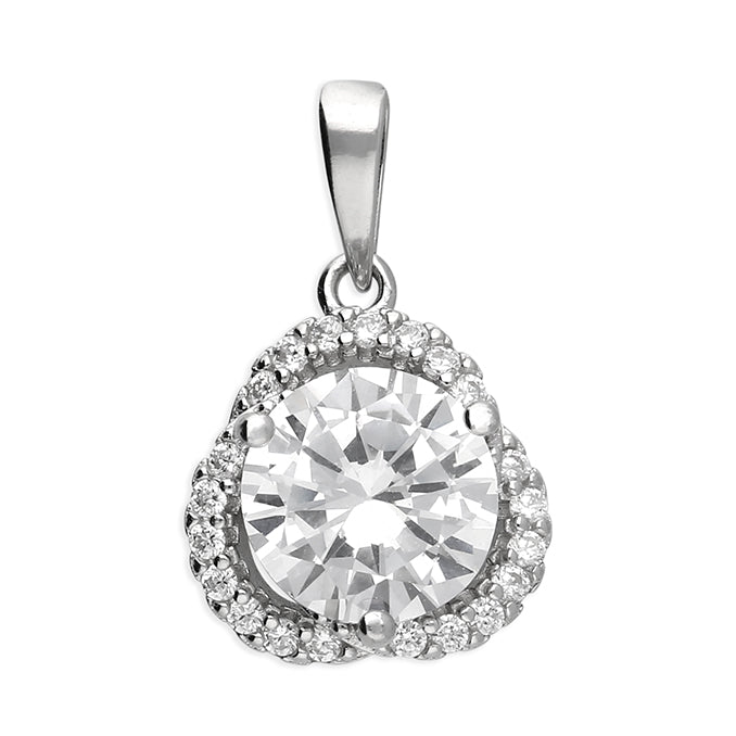 Silver Cubic Zirconia pendant and chain complete with presentation box