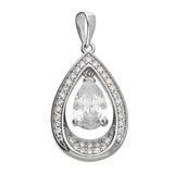 Silver Cubic Zirconia pendant and chain complete with presentation box