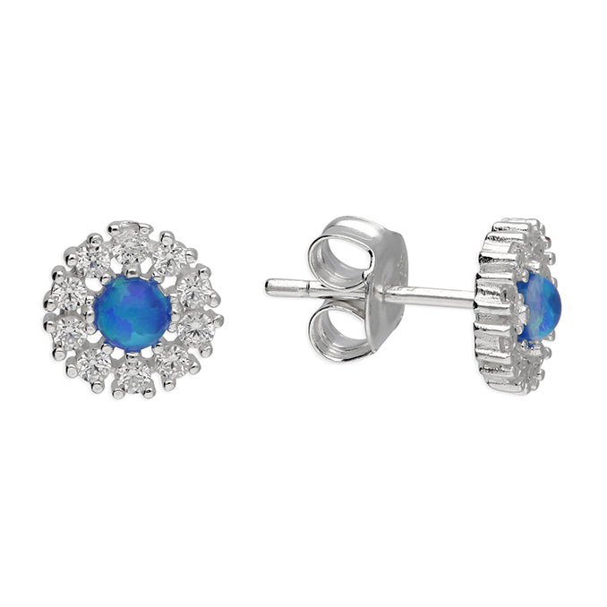 Silver Cubic Zirconia stud earrings complete with presentation box