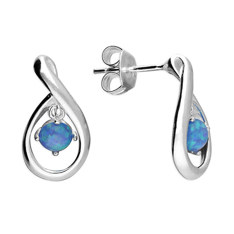 Silver Synthetic Opal stud earrings complete with presentation box