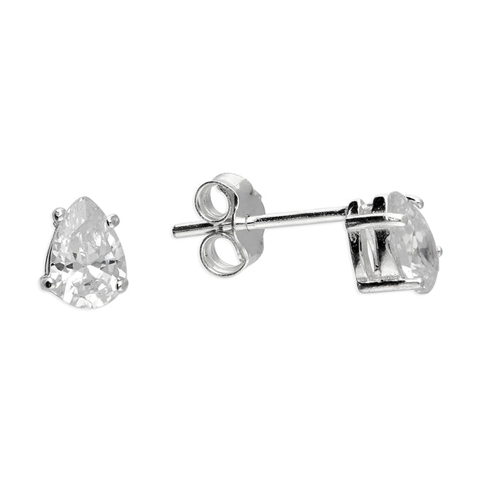 Silver Cubic Zirconia stud earrings complete with presentation box