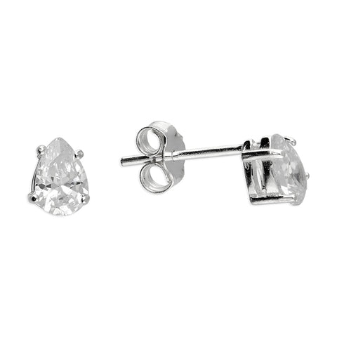 Silver Cubic Zirconia stud earrings complete with presentation box