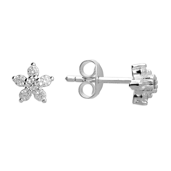 Silver Cubic Zirconia stud earrings complete with presentation box