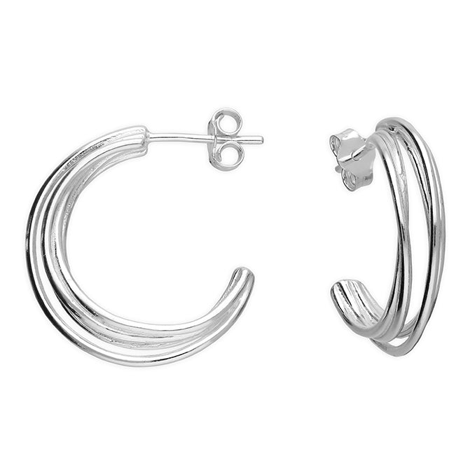 Silver hoop earrings complete with presentation box