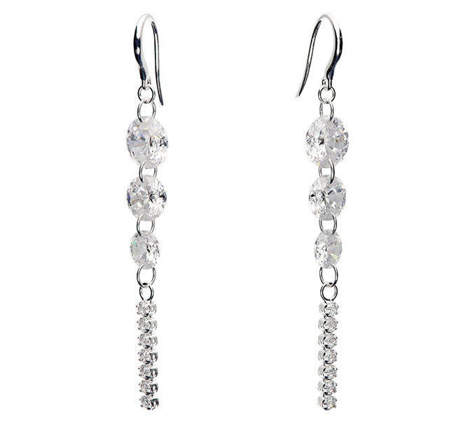 Silver Cubic Zirconia drop earrings complete with presentation box