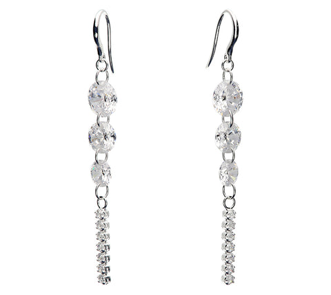 Silver Cubic Zirconia drop earrings complete with presentation box